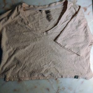 Gymshark blush peach towel tee crop MED